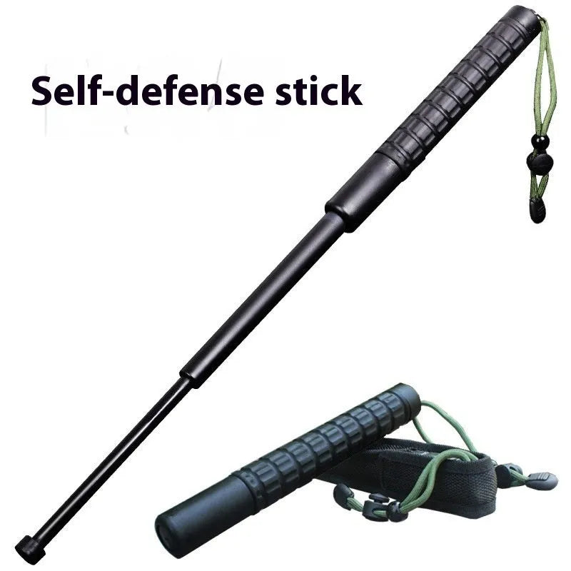 Black PVC plastic three-section stretchable self-defense baton 54cm long