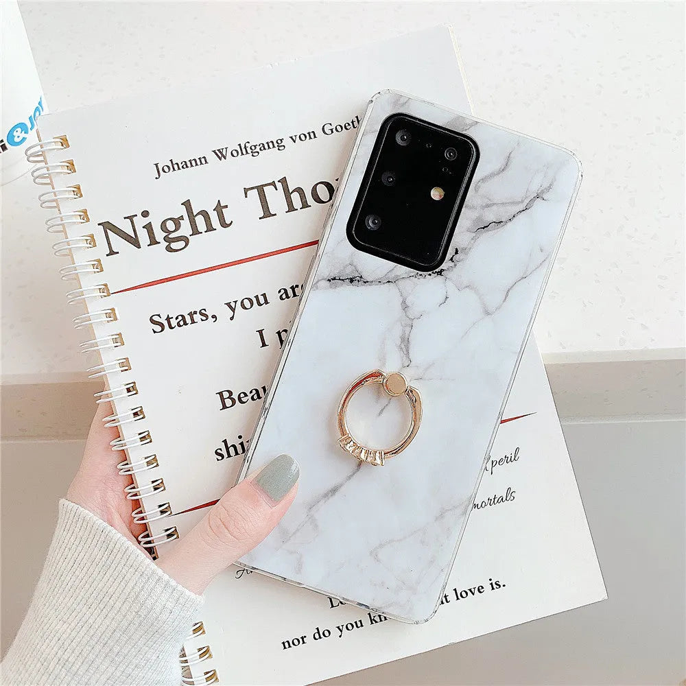 Marble phone case for Samsung S10 TPU back cover in white gold diagonal stitch colour style