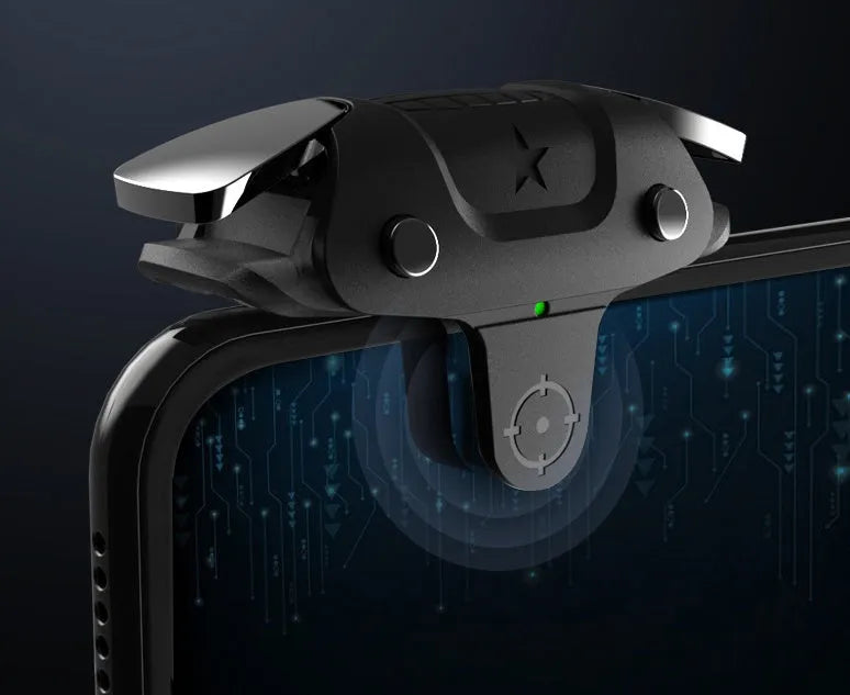 Black F5 Bluetooth mobile game controller measuring 5cm wide for smartphone gaming