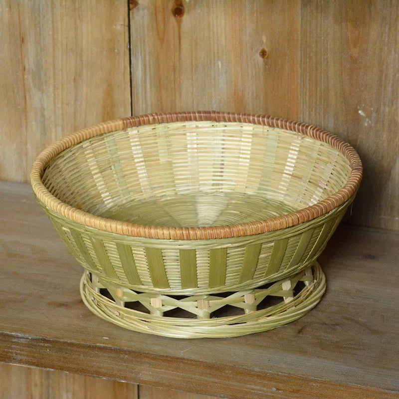 Handmade woven bamboo storage basket in natural colour with three size options