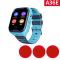 Blue children's smartwatch with a 1.44-inch screen on a silicone wristband for video calls and GPS.