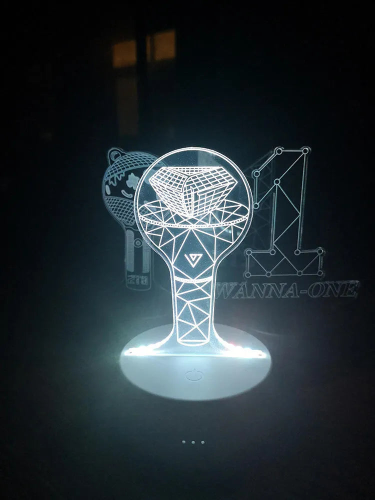 Clear acrylic stand with BTS Light 101 style, tower and gem options, 100-240V voltage support