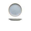Pure blue matte finish 10-inch ceramic dinner plate on a table.