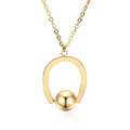 Stainless steel bead chain necklace with geometric pendant, adjustable length