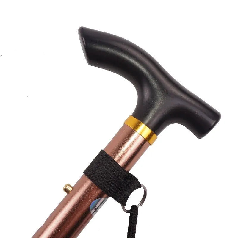 Aluminium alloy folding walking cane extended to show adjustable 85-95cm length