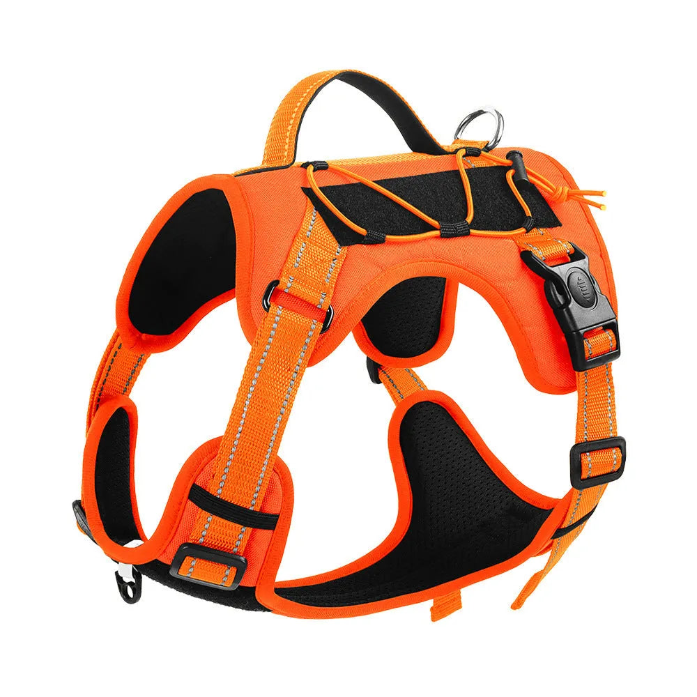 Reflective dog harness vest with integrated hand holding rope leash in multiple colour options