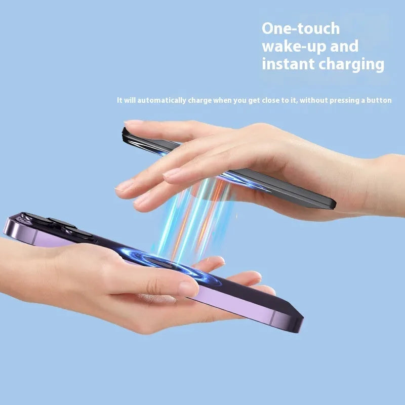 Ultra-thin magnetic power bank in dark grey, silver, black or violet with alloy shell