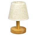 Korean style vintage pleated table lamp with jute and linen shade, bamboo holder, and USB charging