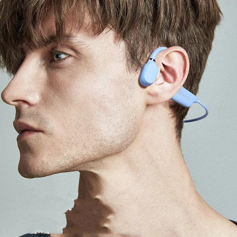 Bone conduction Bluetooth sports headset with neckband in six colour options including China red and retro green