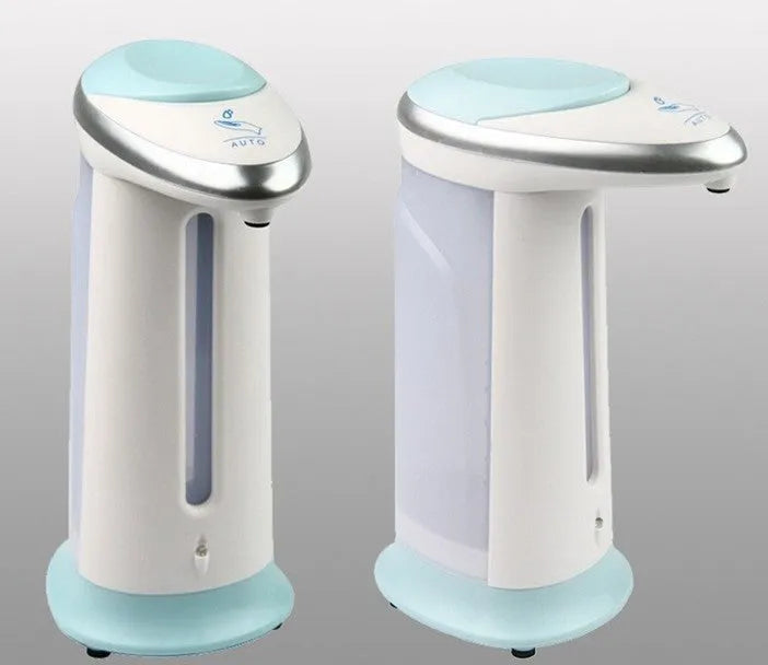 Black automatic liquid soap dispenser with sensor and non-drip spout for touchless operation