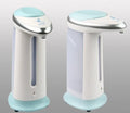 Black automatic liquid soap dispenser with sensor and non-drip spout for touchless operation