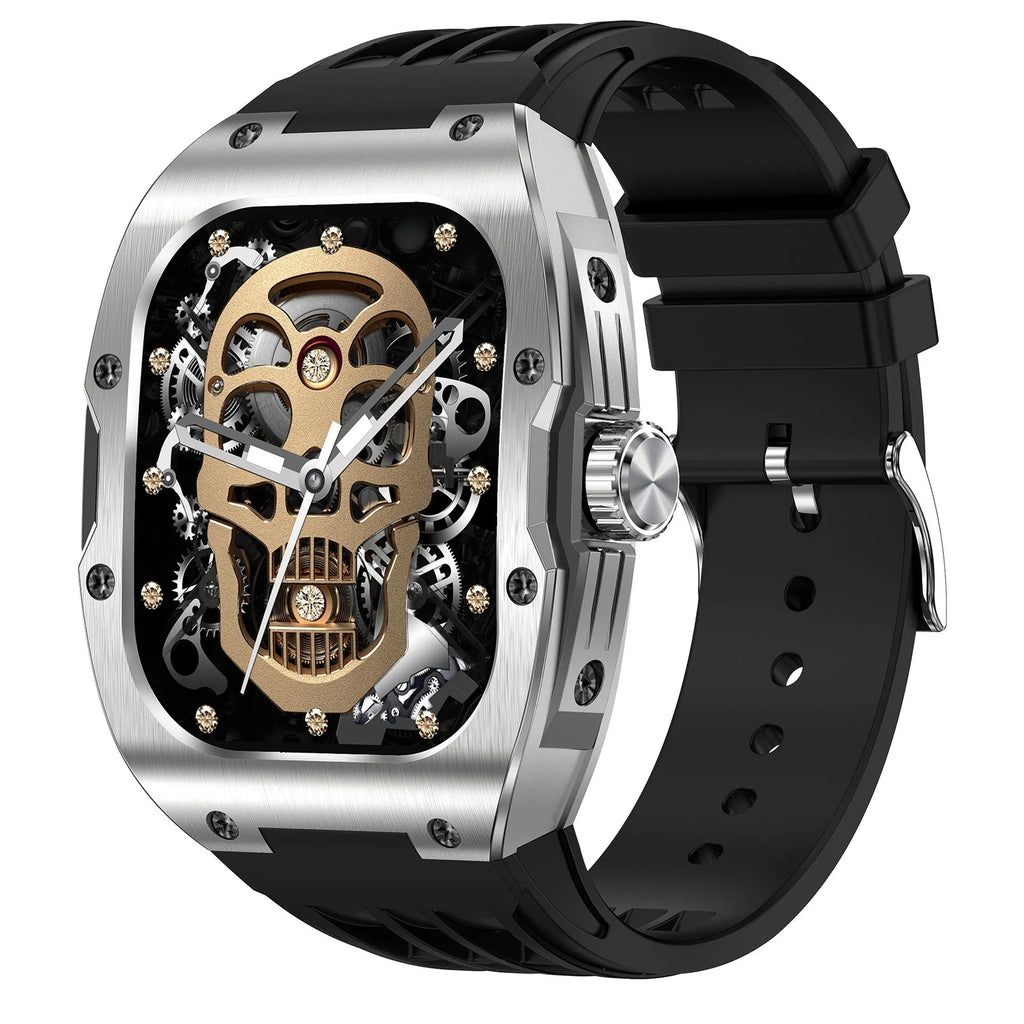 Smart watch with AMOLED display showing fitness metrics and call interface