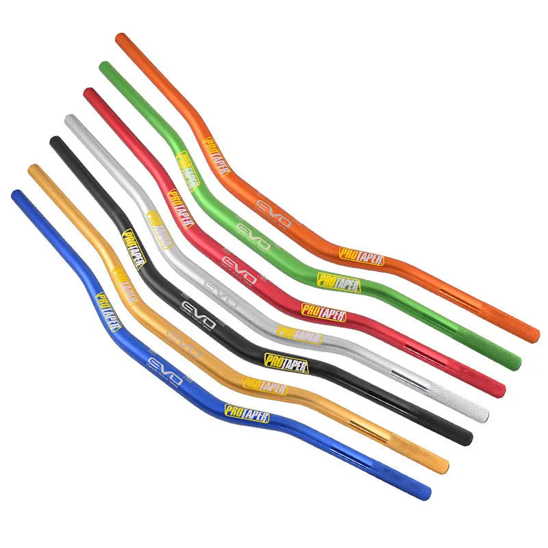 Orange aluminium alloy motorcycle handlebar for scrambling and motocross bikes.