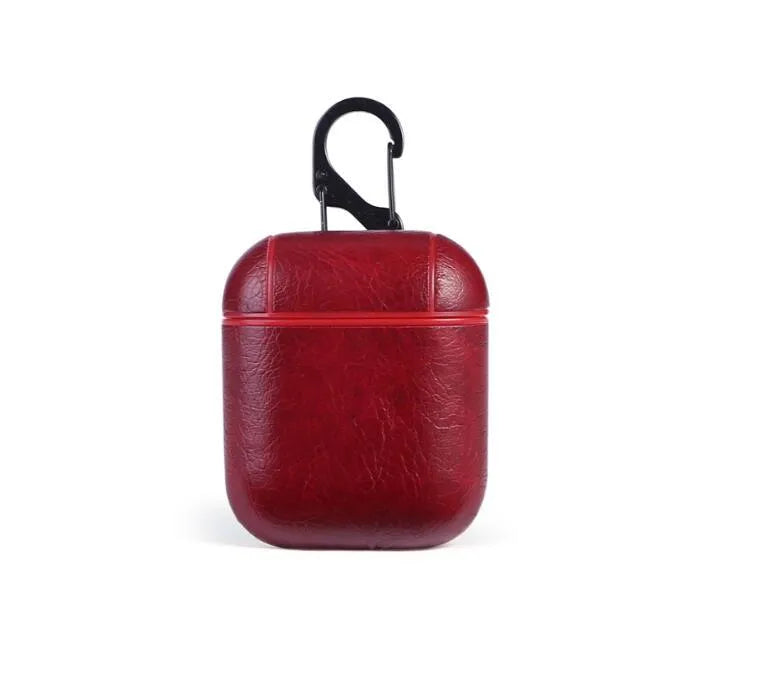 Genuine leather protective case for Apple Airpods charging case in black, brown, light brown and red colours