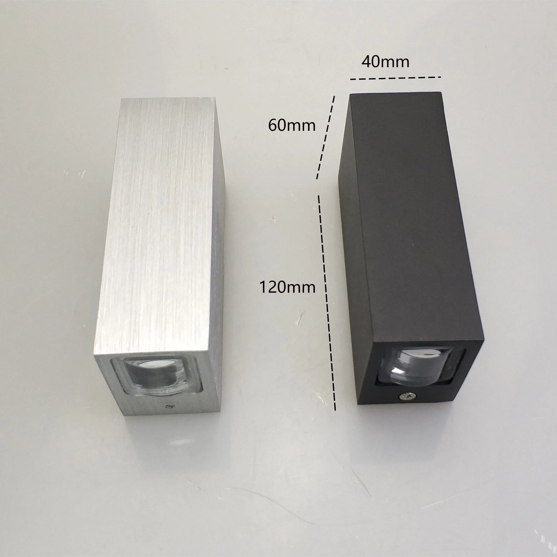 LED aluminium waterproof outdoor garden wall light with compact 120x60x40mm dimensions and multiple colour options