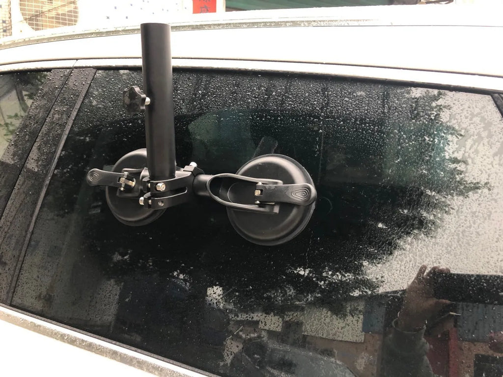Black off-road car sucker base with round suction cup for vehicle window mounting