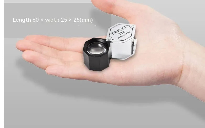 Handheld metal magnifying glass with optical glass lens for jewellery and stamp inspection
