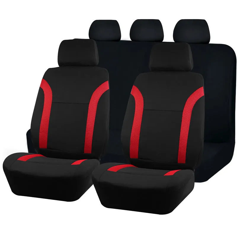 Polyester eyelet fabric car seat cover set in selected colour, showing headrest and seat cover pieces.