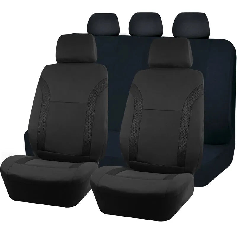 Polyester eyelet fabric car seat cover set in selected colour, showing headrest and seat cover pieces.