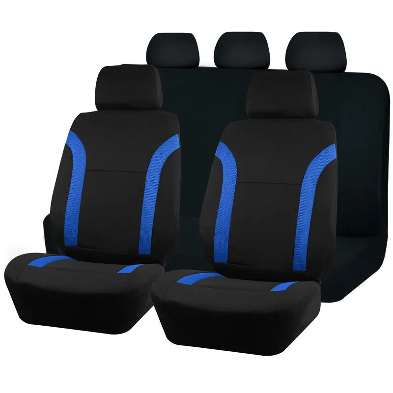 Polyester eyelet fabric car seat cover set in selected colour, showing headrest and seat cover pieces.