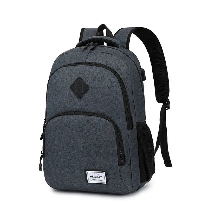 Lightweight nylon backpack with USB charging interface in various grey and black colour options