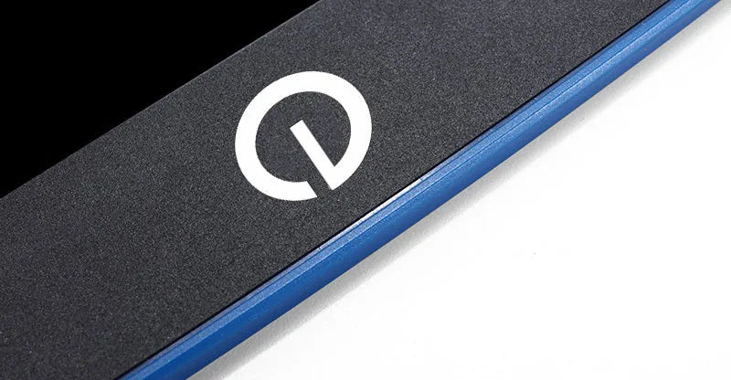 Black LCD writing tablet with ABS frame and blue-green display, 8.5 inch screen, side view showing slim profile