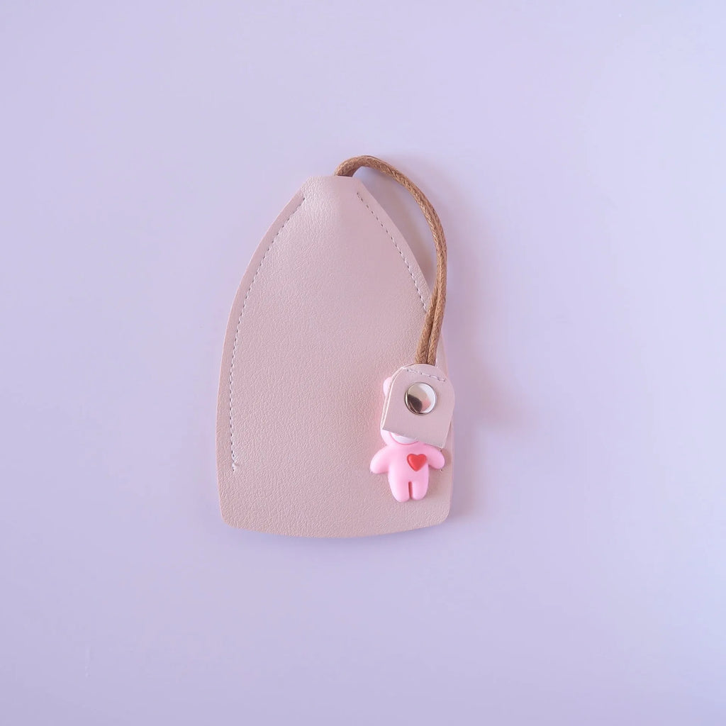 Black PU leather universal car key case with large capacity and anti-theft storage.