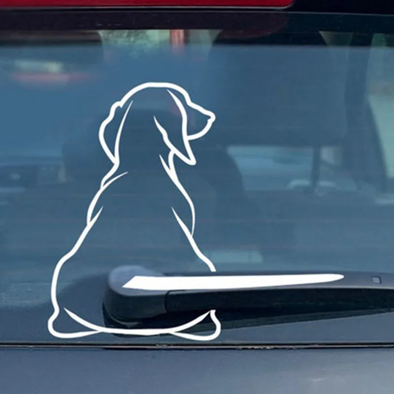 Cartoon wiper back dog car sticker for Volkswagen Beetle in black and white colour options