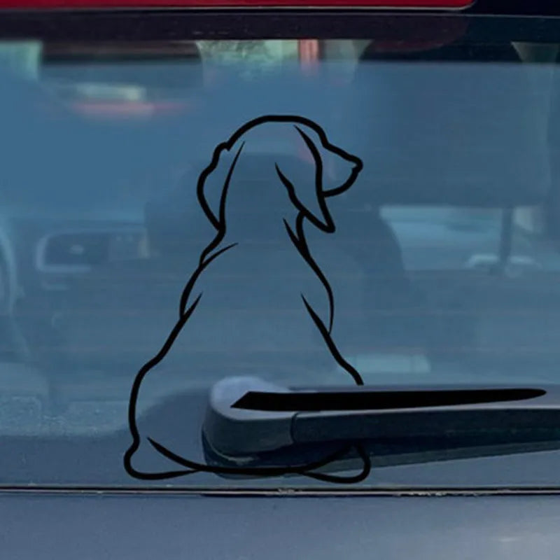 Cartoon wiper back dog car sticker for Volkswagen Beetle in black and white colour options