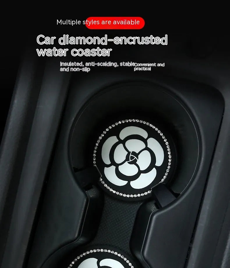 Universal PVC car cup holder mat coaster for front gate slot in four pattern designs.