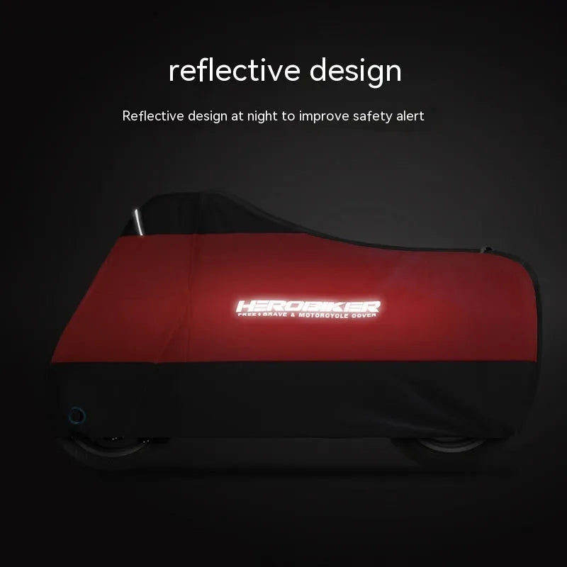 Motorcycle protective cover in polyester material with weather resistance properties