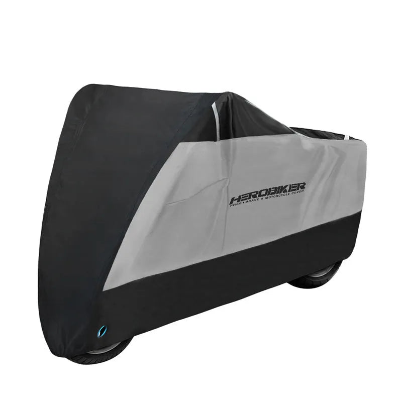 Motorcycle protective cover in polyester material with weather resistance properties