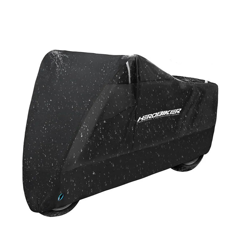 Motorcycle protective cover in polyester material with weather resistance properties