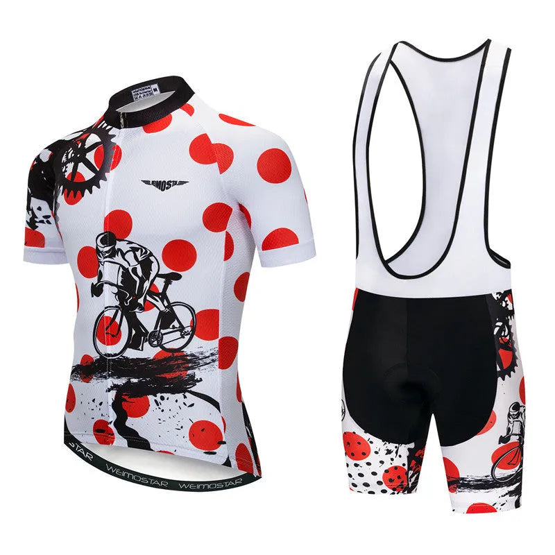Pro cycling jersey set in polyester, multiple colours, Asian sizing XS to 3XL, for road biking men and women