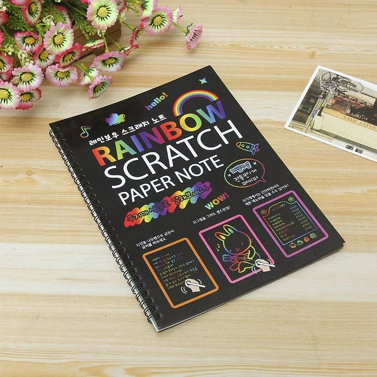Large format children's scratch art paper with scraper tool for DIY creative painting