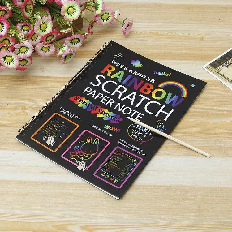 Large format children's scratch art paper with scraper tool for DIY creative painting