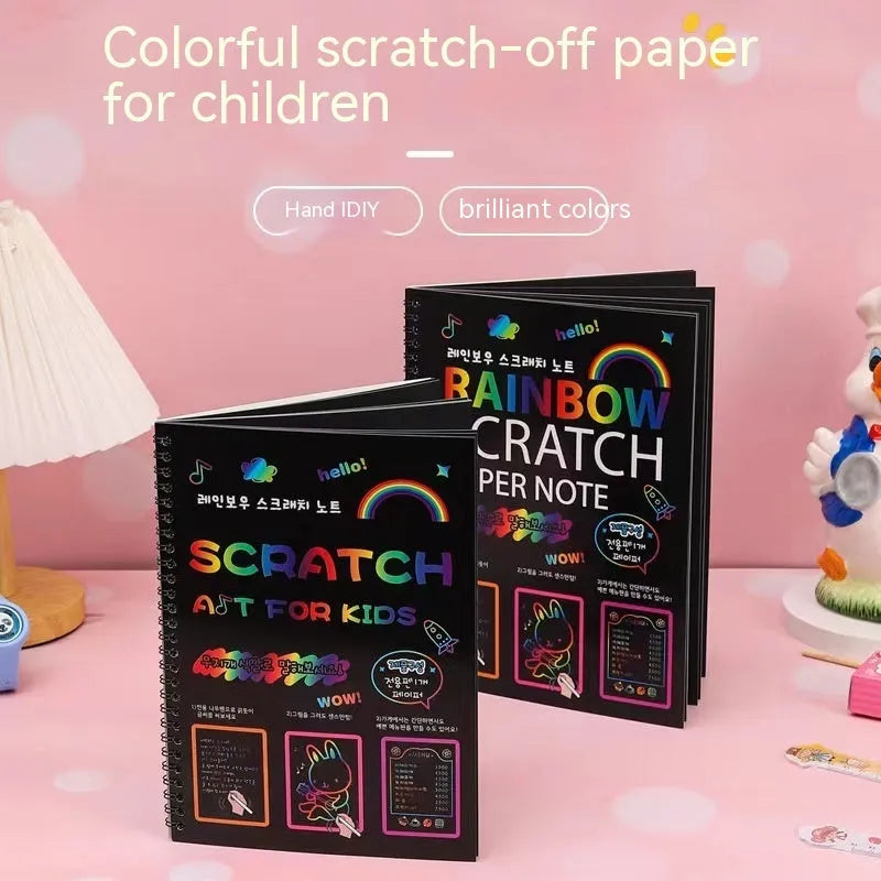 Large format children's scratch art paper with scraper tool for DIY creative painting