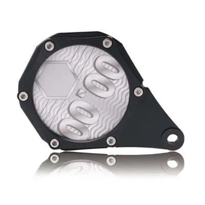 Black carbon fibre pattern motorcycle tax disc holder with anti-theft hex screw