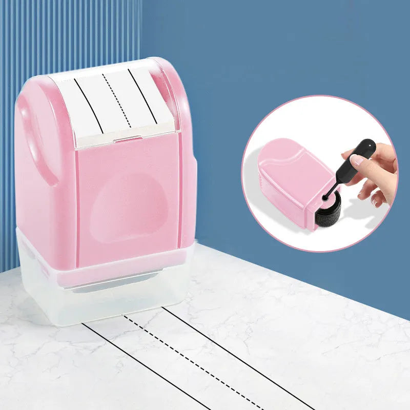 Rectangular plastic roller seal for English line stamping in seven colours