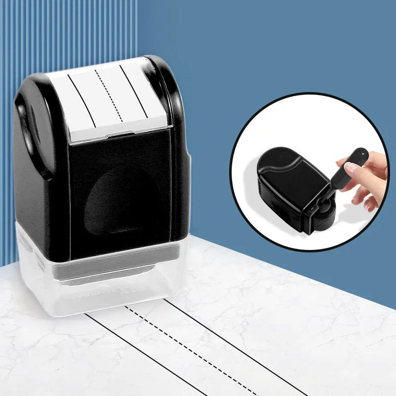 Rectangular plastic roller seal for English line stamping in seven colours