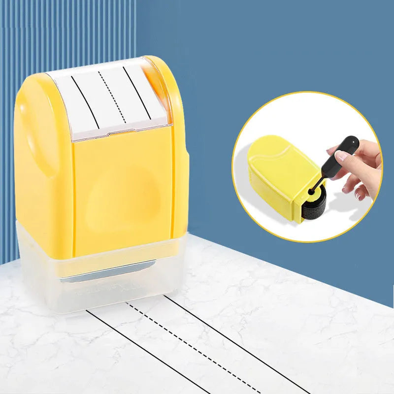 Rectangular plastic roller seal for English line stamping in seven colours