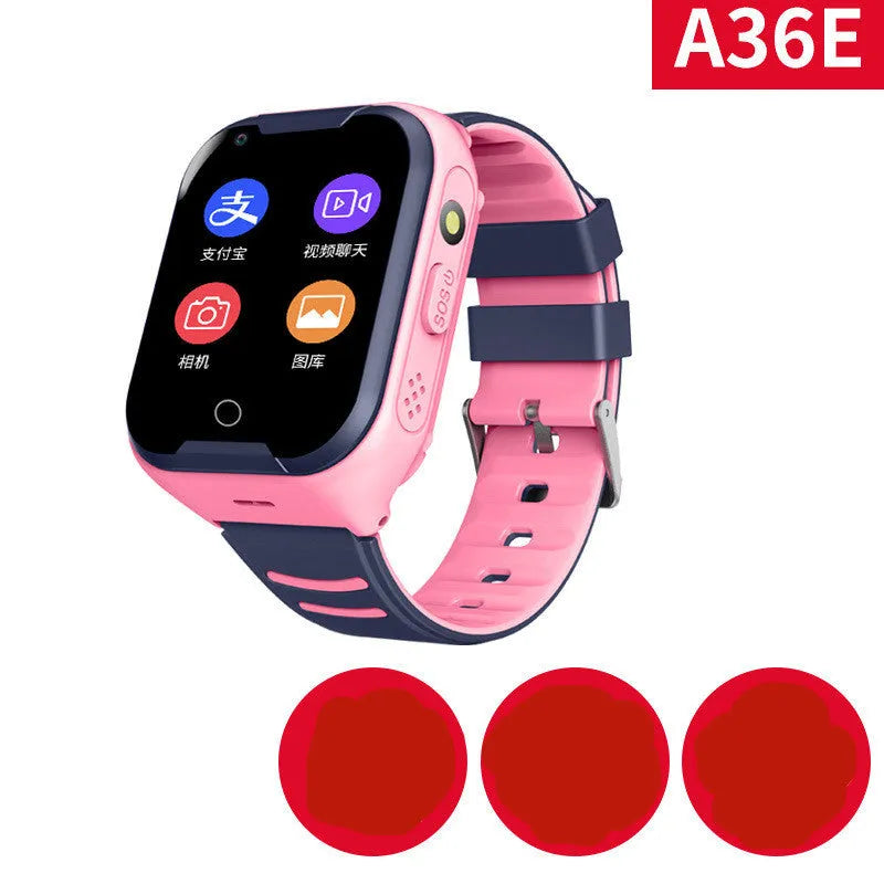 Blue children's smartwatch with a 1.44-inch screen on a silicone wristband for video calls and GPS.