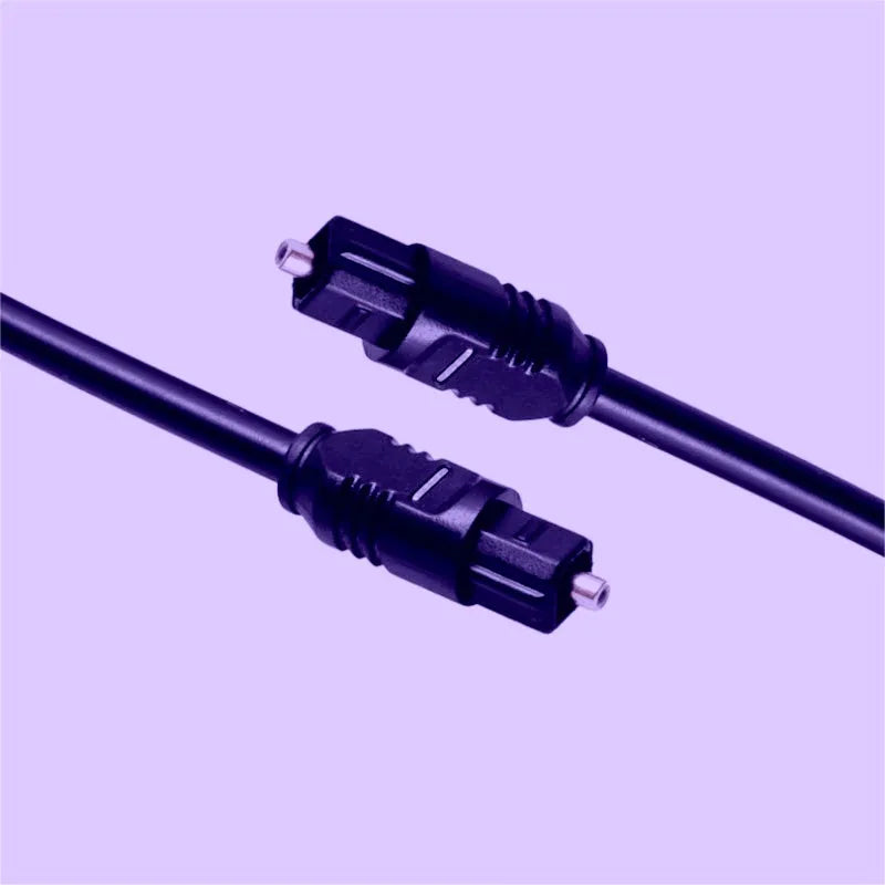 Black Toslink optical audio cable with square connector, 2 metres long