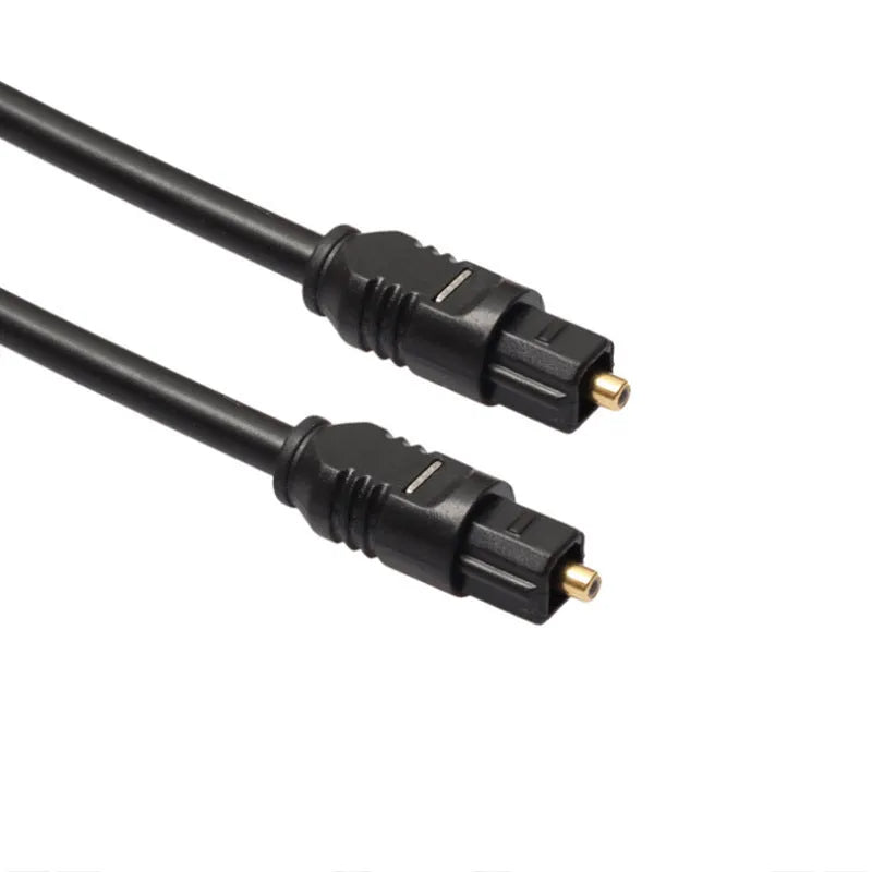 Black Toslink optical audio cable with square connector, 2 metres long