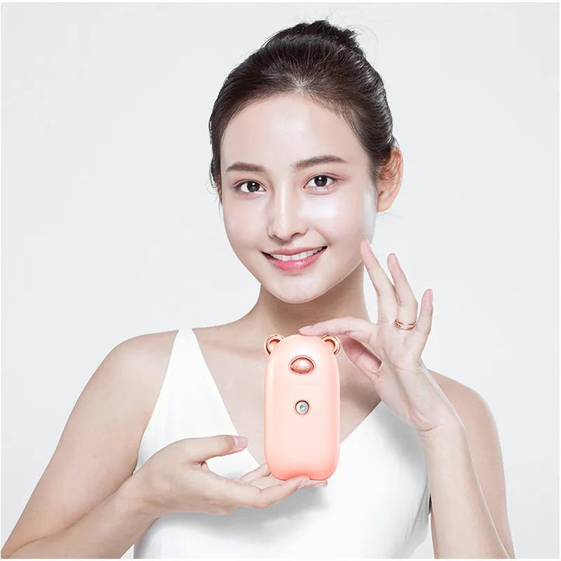 USB rechargeable portable hand humidifier and face steamer cold spray 30ml tank white colour