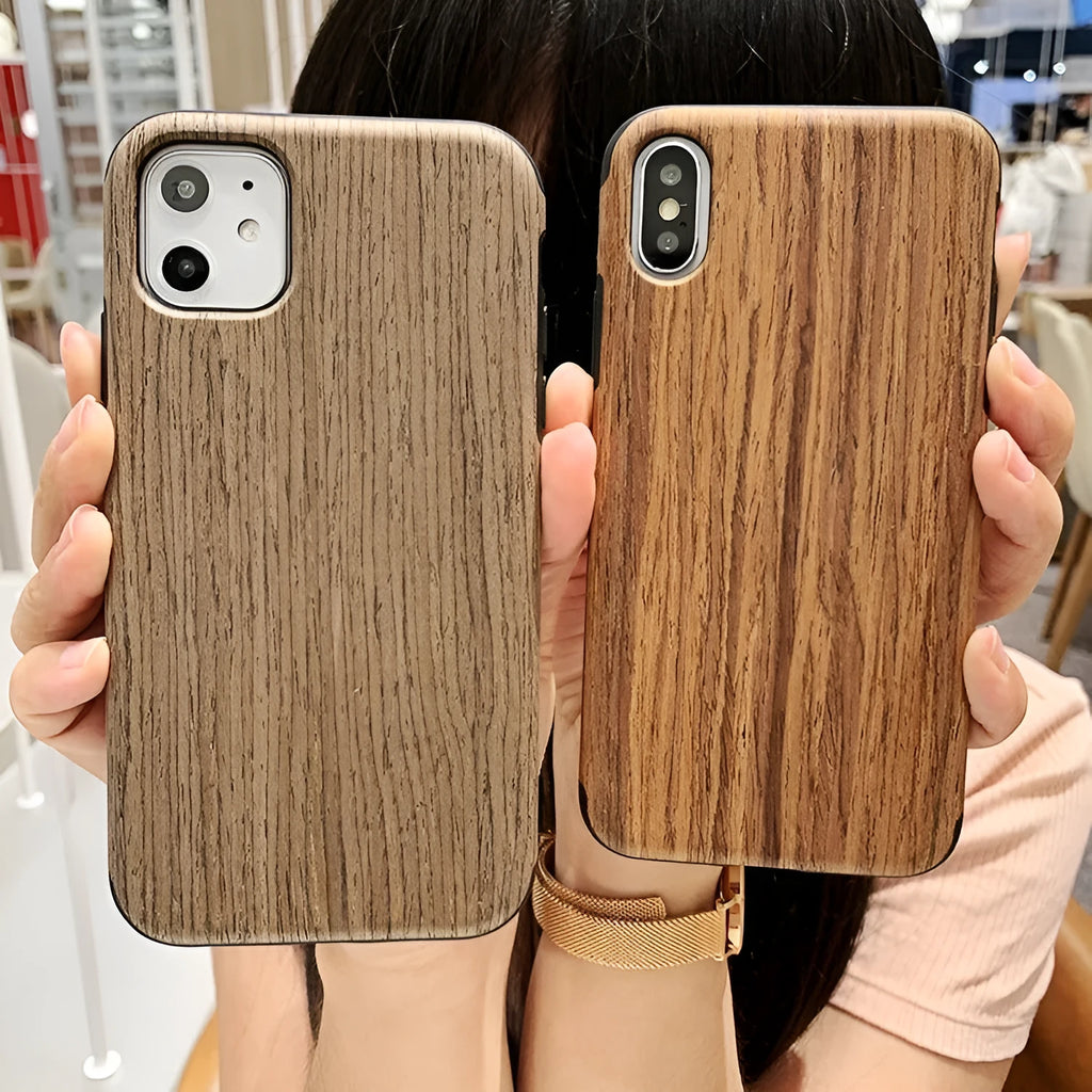 Wooden bamboo iPhone case back cover in rosewood, teak, black rose, and walnut colours