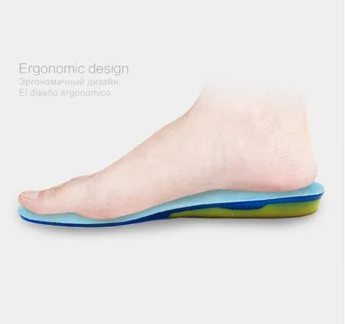Blue silicone gel insoles for plantar fasciitis and heel spur with arch support and shock absorption pad
