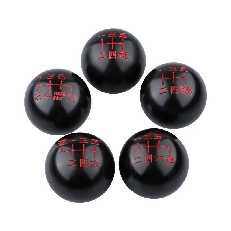 Aluminium alloy car gear shift head shown in one of five available colour styles.