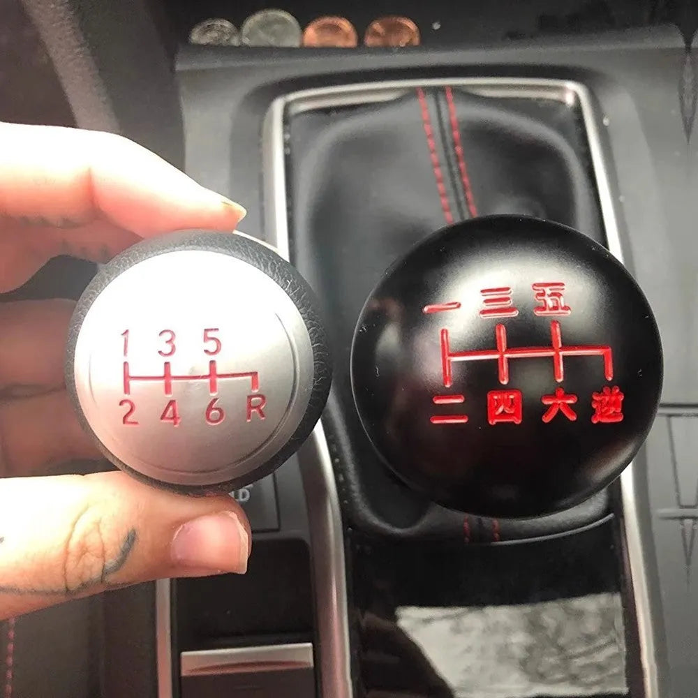 Aluminium alloy car gear shift head shown in one of five available colour styles.