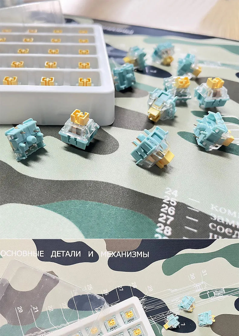 36 Sea Salt Lemon coloured keyboard switch shaft bodies for mechanical keyboard repair.
